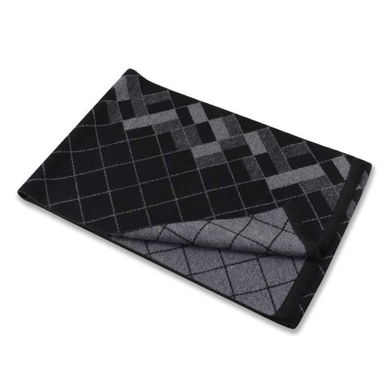 Buddha Stones Fall Winter Reversible Plaid Tassel Classic Men's Scarf - image 1