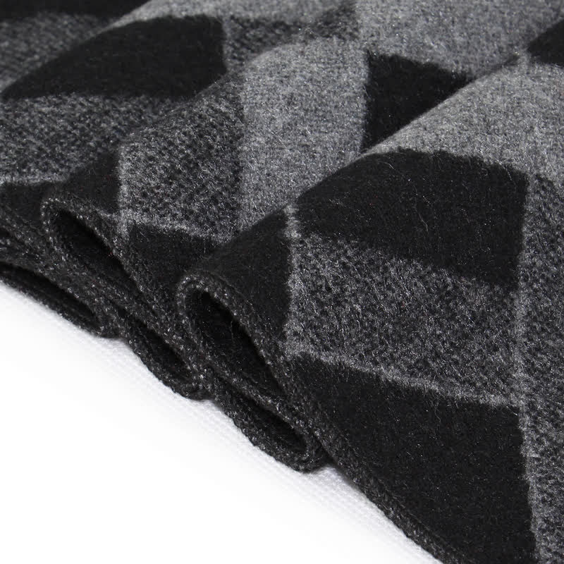 Buddha Stones Fall Winter Reversible Plaid Tassel Classic Men's Scarf - image 2