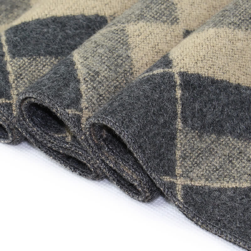 Buddha Stones Fall Winter Reversible Plaid Tassel Classic Men's Scarf - image 6