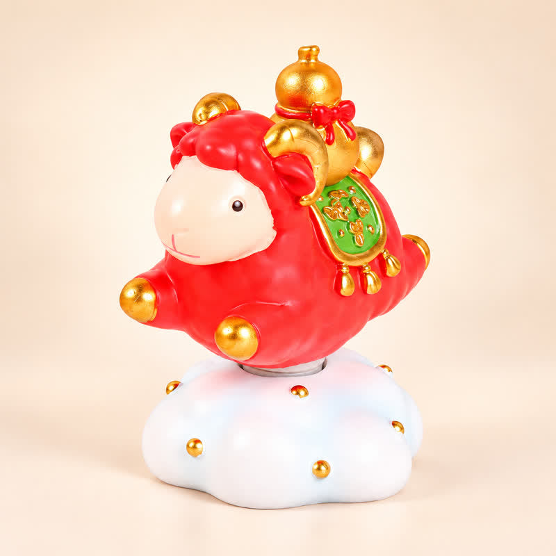 Buddha Stones Resin Rotating Prosperity Chinese Zodiac Goat Sheep Desk Ornament Cute Animal Decor - Red Approx. 4.2 cm × 4.2 cm × 6 cm - image 0