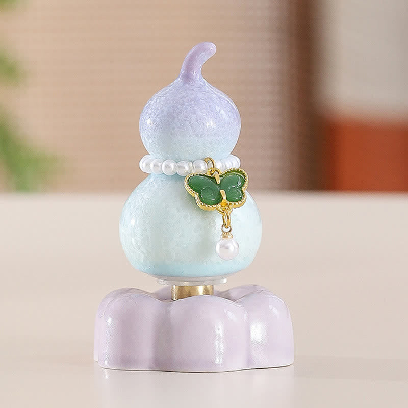 Buddha Stones Ceramic Butterfly Gourd Rotating Mindful Living Decor - Gourd Purple+Dark Green Butterfly+Purple Base - image 14