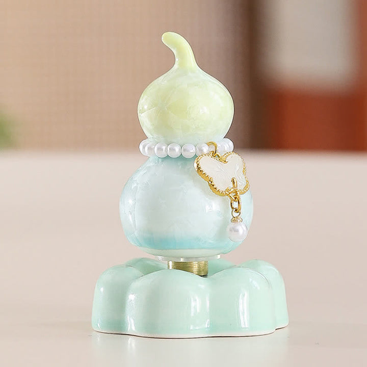 Buddha Stones Ceramic Butterfly Gourd Rotating Mindful Living Decor - Gourd Yellow+White Butterfly+Green Base - image 20