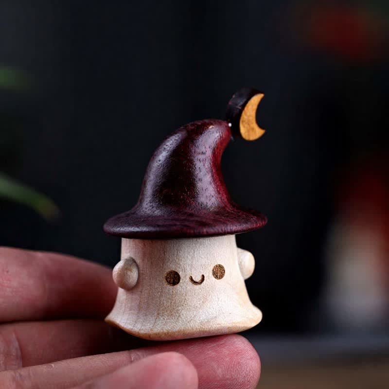 Buddha Stones Maple Wood Hand Carved Elf Figurine Star Moon Cute Animal Decor - image 3