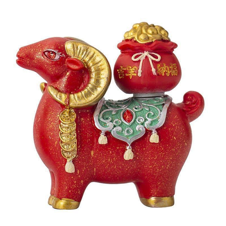 Buddha Stones Resin Zodiac Goat Sheep With Fortune Bag For Luck Cute Animal Decor - image 8