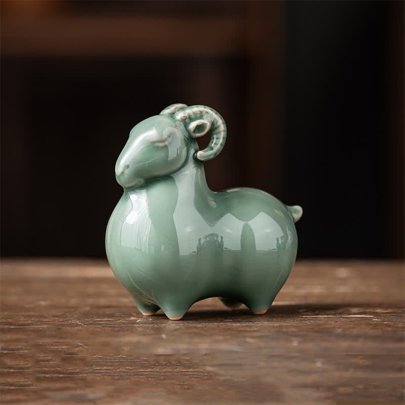 Buddha Stones Ceramic Goat Bring Prosperity Cute Animal Decor - Green- Small Sheep Approx. 8.2cm*4.8cm*8.3cm - image 13