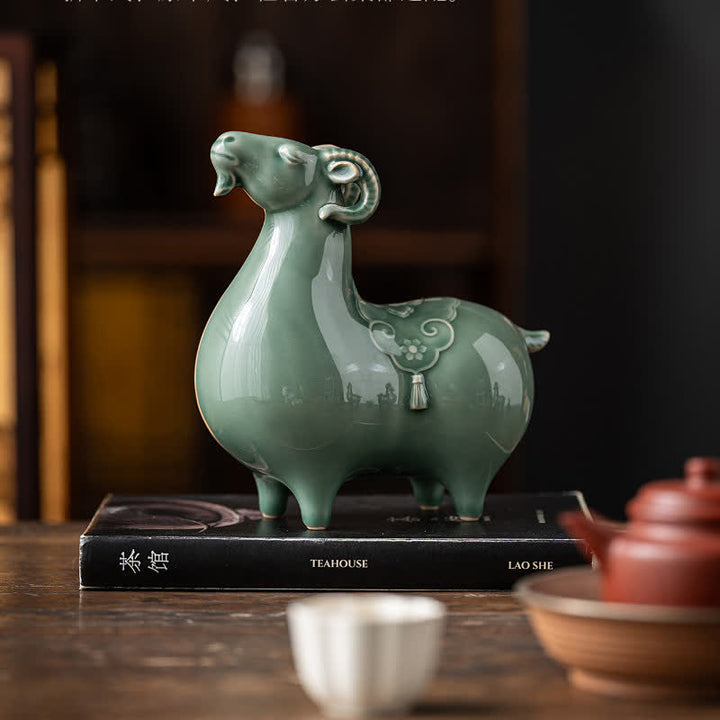 Buddha Stones Ceramic Goat Bring Prosperity Cute Animal Decor - image 16