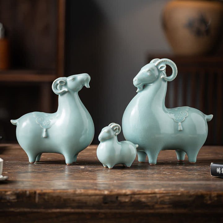 Buddha Stones Ceramic Goat Bring Prosperity Cute Animal Decor - image 0