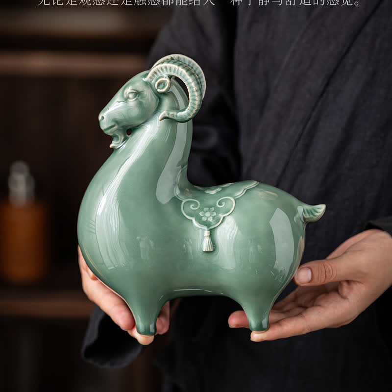 Buddha Stones Ceramic Goat Bring Prosperity Cute Animal Decor - image 19