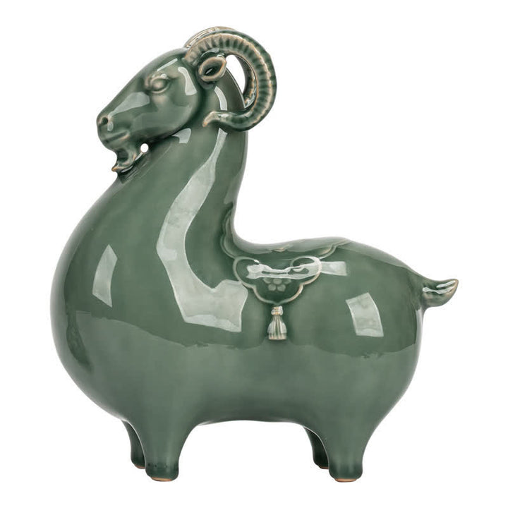 Buddha Stones Ceramic Goat Bring Prosperity Cute Animal Decor - image 22