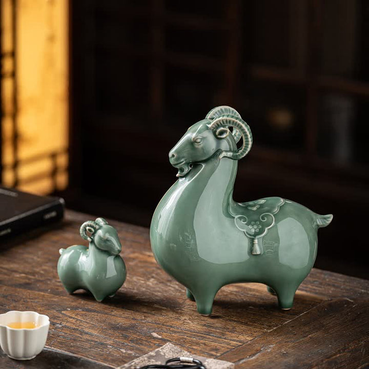 Buddha Stones Ceramic Goat Bring Prosperity Cute Animal Decor - image 24