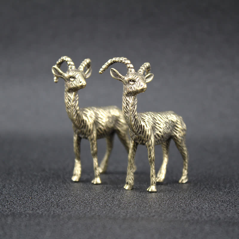 Buddha Stones Brass Goat Chinese Zodiac Luck Figurine Cute Animal Decor - Small Goat - image 0