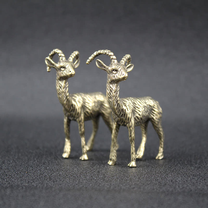 Buddha Stones Brass Goat Chinese Zodiac Luck Figurine Cute Animal Decor - Small Goat - image 0