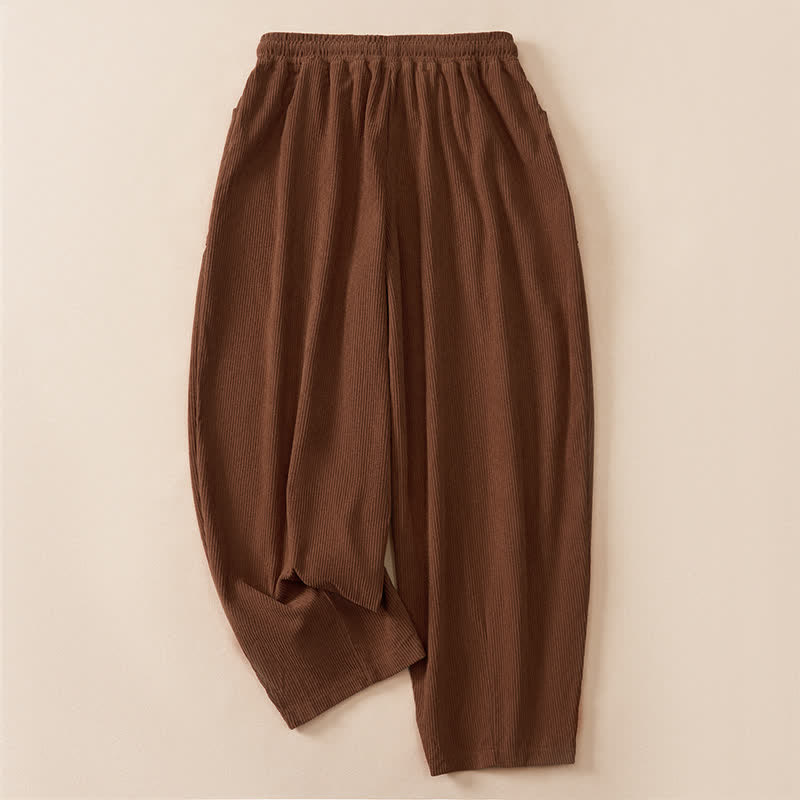 Buddha Stones Fall Winter Casual Drawstring Solid Cropped Pants Women's Harem Pants With Pockets - image 1