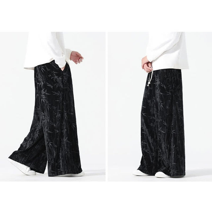 Buddha Stones Fall Winter Casual Boho Drawstring Abstract Bamboo Long Pants Men's Straight Leg Pants With Pockets - image 14