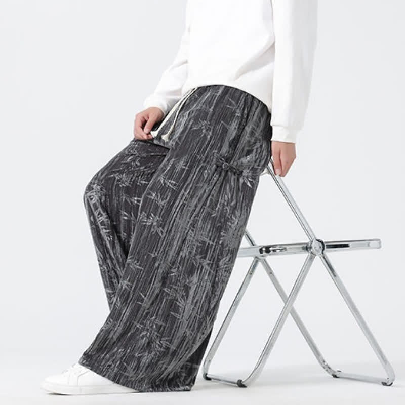 Buddha Stones Fall Winter Casual Boho Drawstring Abstract Bamboo Long Pants Men's Straight Leg Pants With Pockets - image 3