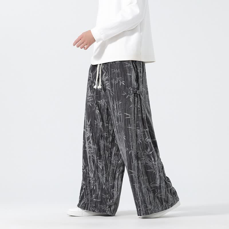 Buddha Stones Fall Winter Casual Boho Drawstring Abstract Bamboo Long Pants Men's Straight Leg Pants With Pockets - image 2