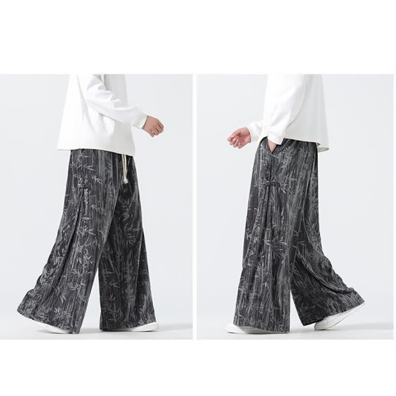 Buddha Stones Fall Winter Casual Boho Drawstring Abstract Bamboo Long Pants Men's Straight Leg Pants With Pockets - image 5
