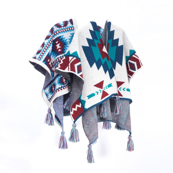 Buddha Stones Spring Fall Boho Geometric Tassel Knit Women's Shawl - image 11