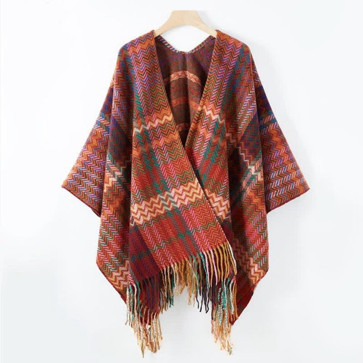 Buddha Stones Fall Winter Boho Wavy Stripes Tassel Style Women's Shawl - image 12
