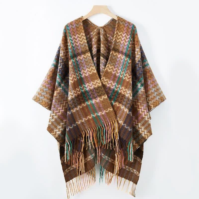 Buddha Stones Fall Winter Boho Wavy Stripes Tassel Style Women's Shawl - image 17