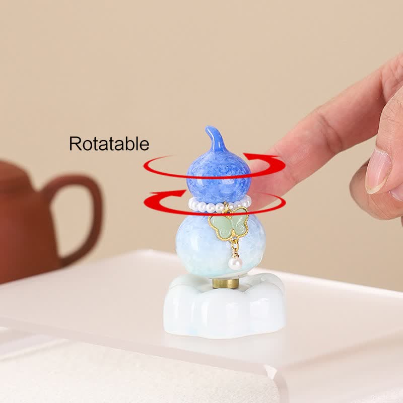 Buddha Stones Ceramic Butterfly Gourd Rotating Mindful Living Decor - image 2