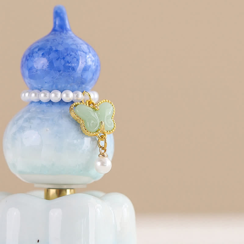 Buddha Stones Ceramic Butterfly Gourd Rotating Mindful Living Decor - image 3