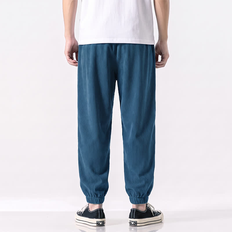 Buddha Stones Fall Winter Casual Drawstring Solid Corduroy Long Pants Men's Tapered Pants With Pockets - image 12