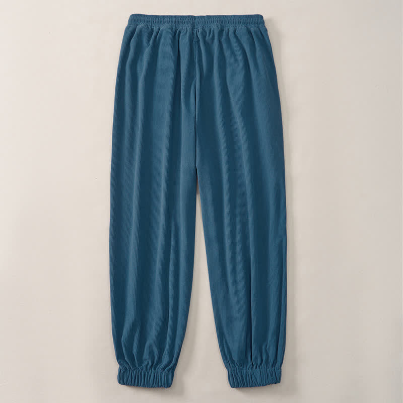 Buddha Stones Fall Winter Casual Drawstring Solid Corduroy Long Pants Men's Tapered Pants With Pockets - image 14