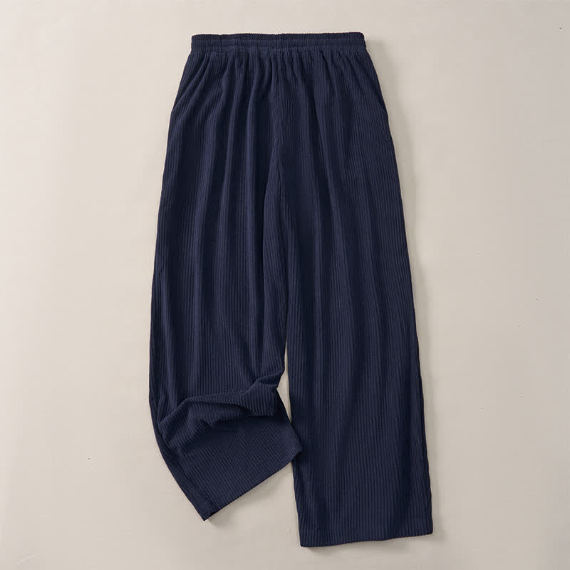 Buddha Stones Fall Winter Minimalist Casual Drawstring Solid Corduroy Long Pants Men's Straight Leg Pants With Pockets - image 14