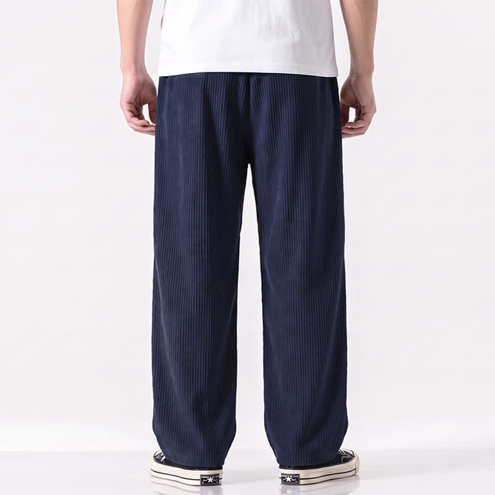 Buddha Stones Fall Winter Minimalist Casual Drawstring Solid Corduroy Long Pants Men's Straight Leg Pants With Pockets - image 12