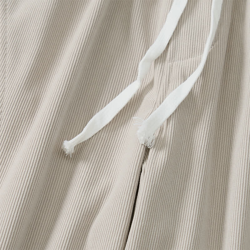 Buddha Stones Fall Winter Casual Minimalist Drawstring Solid Long Pants Corduroy Men's Tapered Pants With Pockets - image 6