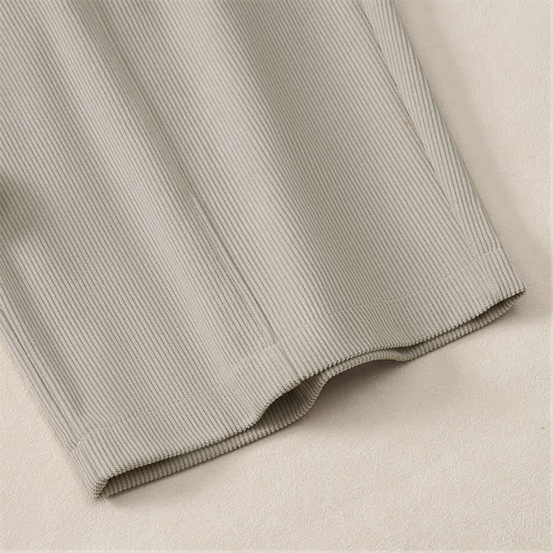 Buddha Stones Fall Winter Casual Minimalist Drawstring Solid Long Pants Corduroy Men's Tapered Pants With Pockets - image 8