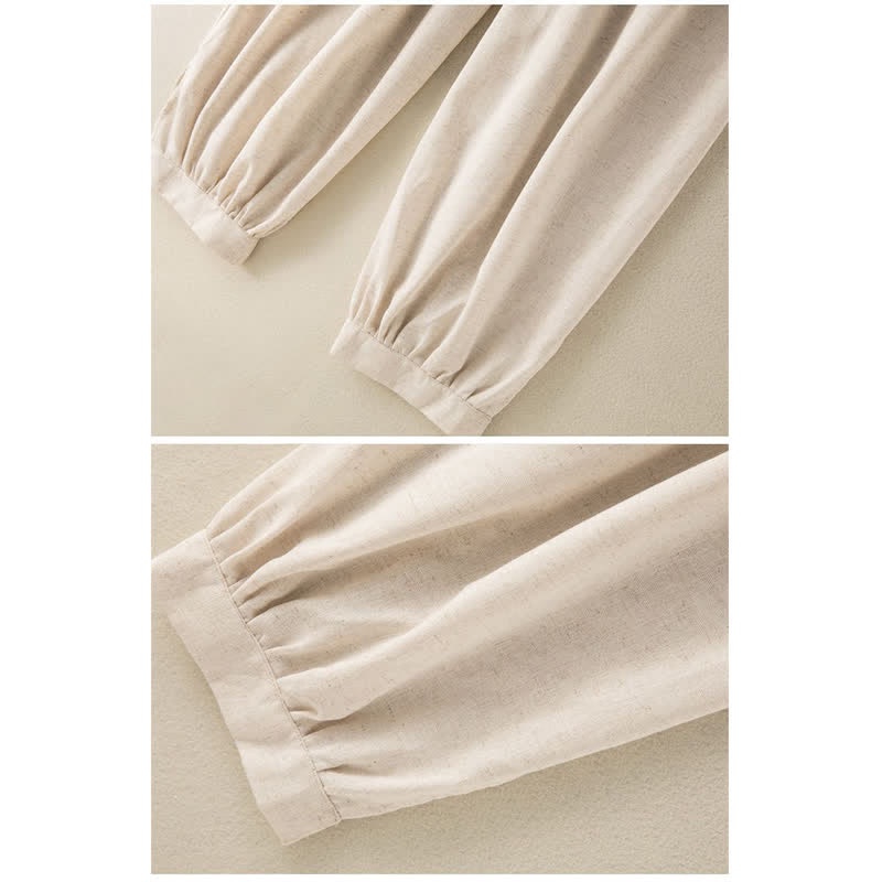 Buddha Stones Plain Cotton Drawstring Women's Harem Pants With Pockets - image 4