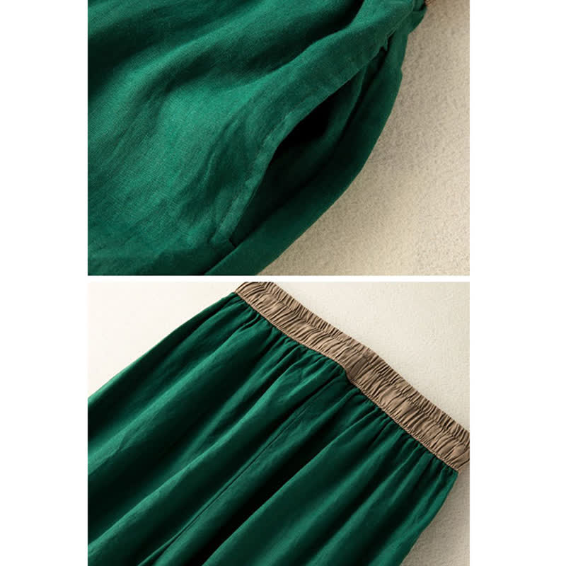Buddha Stones Plain Cotton Drawstring Women's Harem Pants With Pockets - image 15