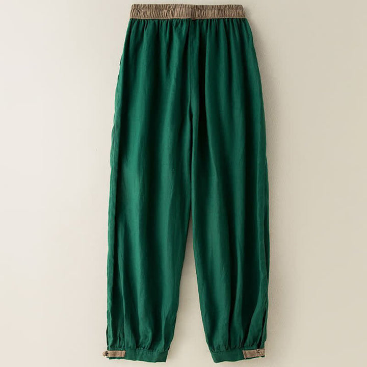 Buddha Stones Plain Cotton Drawstring Women's Harem Pants With Pockets - image 11