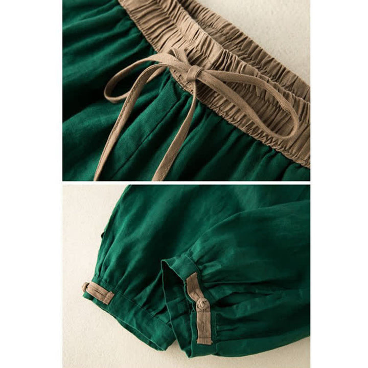 Buddha Stones Plain Cotton Drawstring Women's Harem Pants With Pockets - image 13