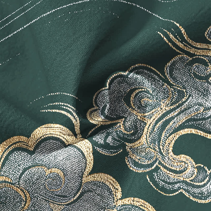 Buddha Stones Cotton Oriental Cloud Pattern V-Neck Buttons Men's Long Sleeve Shirts - image 20