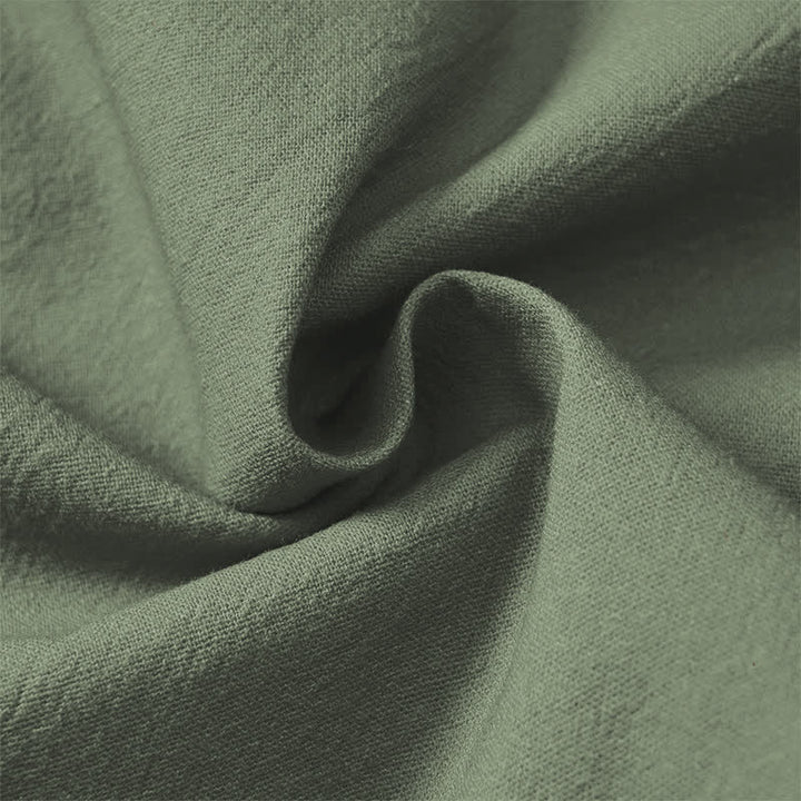 Buddha Stones Cotton Eastern Bamboo Seal Pattern V-Neck Buttons Men's Long Sleeve Shirts - image 13