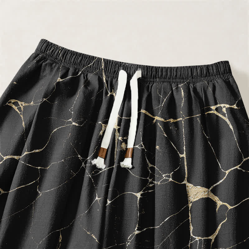 Buddha Stones Pure Cotton Boho Marble Streak Pattern Drawstring Men's Harem Pants With Pockets - image 3
