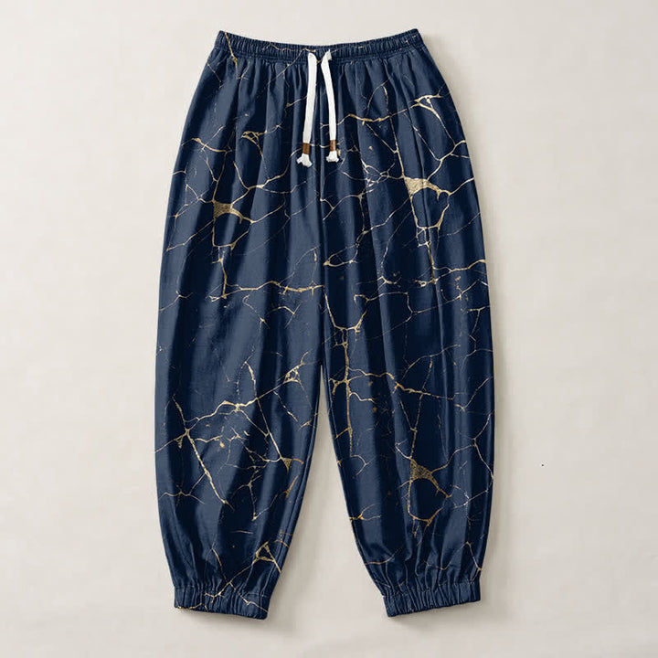 Buddha Stones Pure Cotton Boho Marble Streak Pattern Drawstring Men's Harem Pants With Pockets - image 7