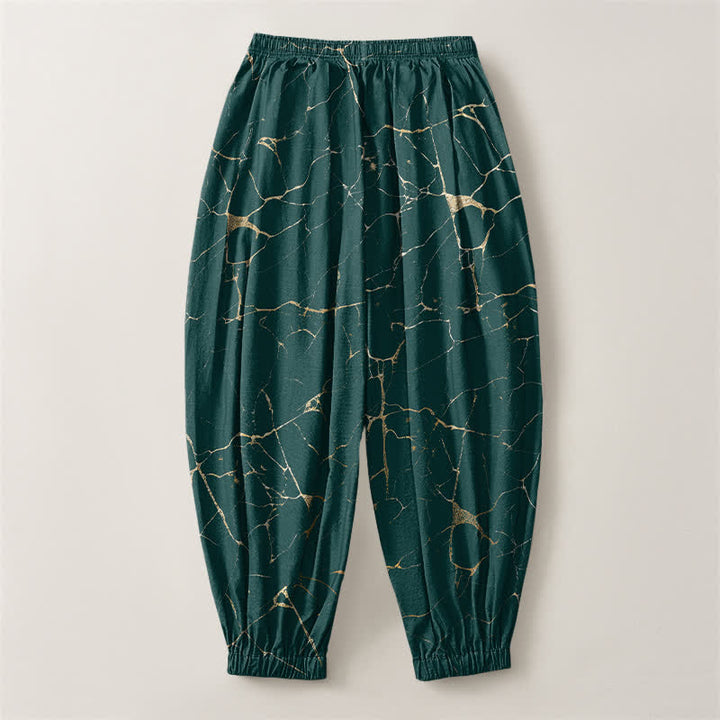Buddha Stones Pure Cotton Boho Marble Streak Pattern Drawstring Men's Harem Pants With Pockets - image 14