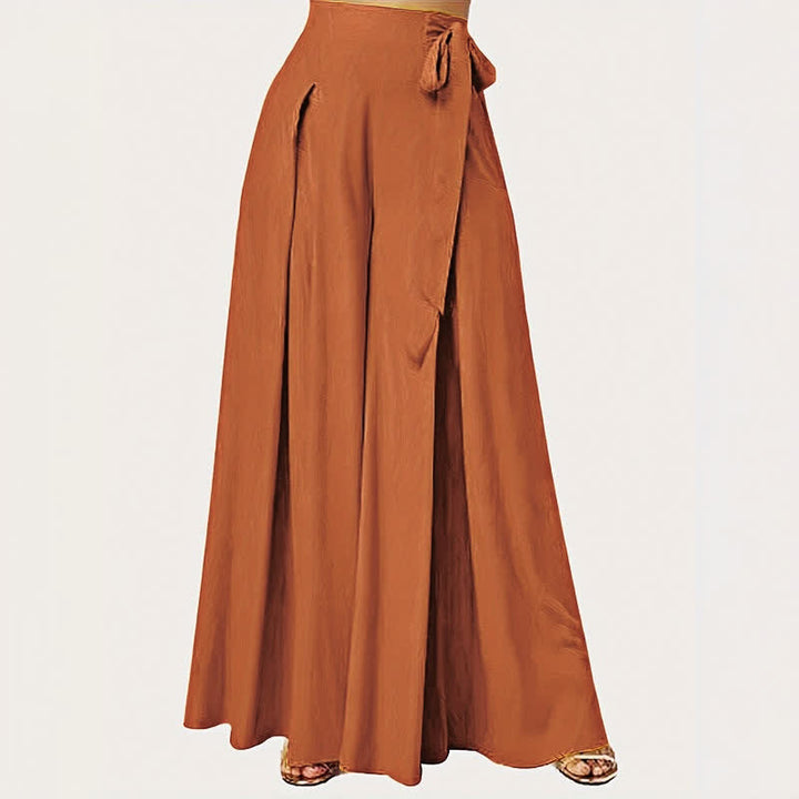 Buddha Stones Spring Casual Retro Plain Drawstring Women's Wide Leg Pants With Pockets - Orange - US14，UK/AU18，EU46 (2XL) - image 11