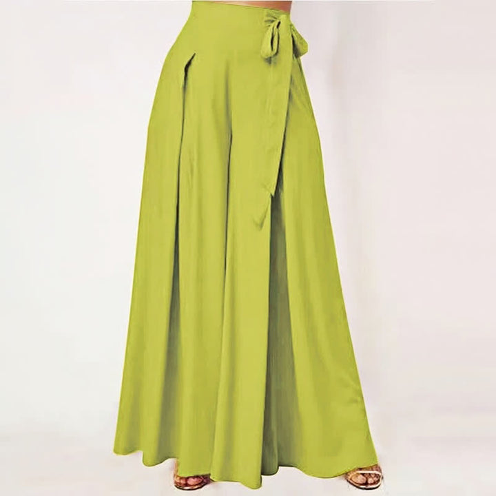 Buddha Stones Spring Casual Retro Plain Drawstring Women's Wide Leg Pants With Pockets - GreenYellow - US14，UK/AU18，EU46 (2XL) - image 4