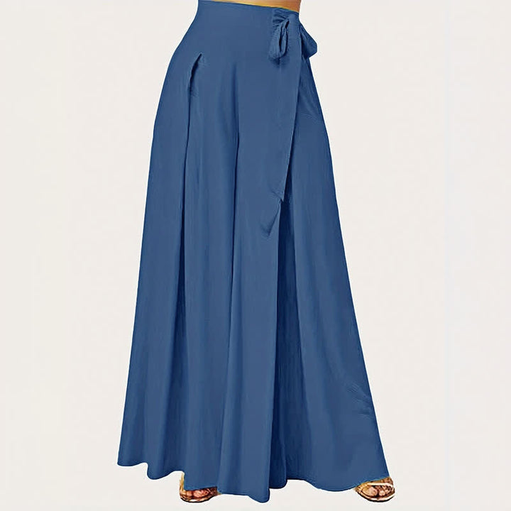 Buddha Stones Spring Casual Retro Plain Drawstring Women's Wide Leg Pants With Pockets - RoyalBlue - US14，UK/AU18，EU46 (2XL) - image 0