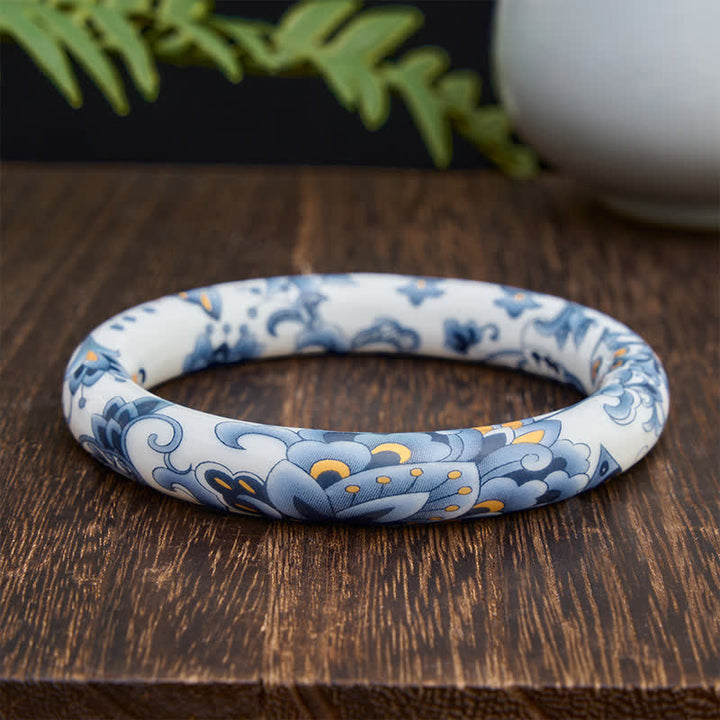 Buddha Stones Ceramic Butterfly Hand-Painted Freedom Bracelet Bangle - Round - image 0