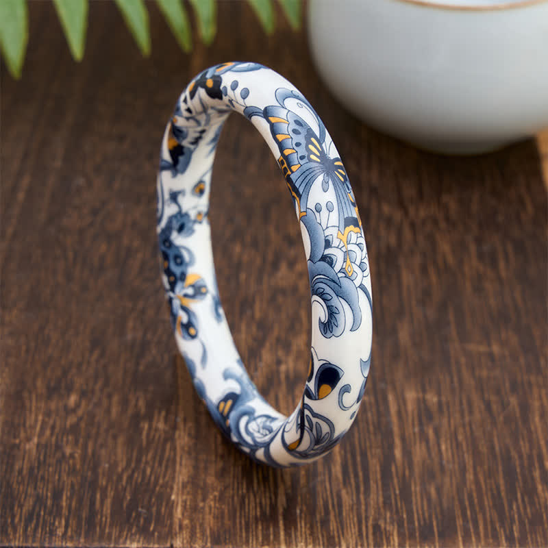 Buddha Stones Ceramic Butterfly Hand-Painted Freedom Bracelet Bangle - image 1