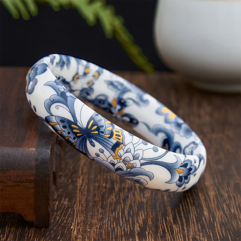 Buddha Stones Ceramic Butterfly Hand-Painted Freedom Bracelet Bangle - image 9