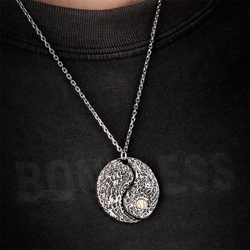 Buddha Stones Copper Yin Yang Balance Round Engraved Pendant Necklace - image 7