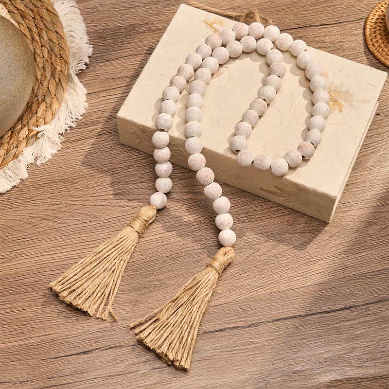 Buddha Stones Mottled Wood Texture Double Tassel Hanging Mindful Living Decor - image 3