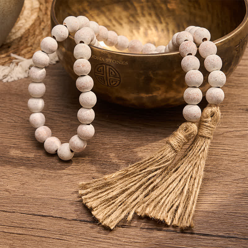 Buddha Stones Mottled Wood Texture Double Tassel Hanging Mindful Living Decor - image 5